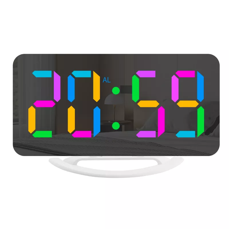 LED RGB ਕਲਰ ਡਿਸਪਲੇ ਡੈਸਕ ਮਿਰਰ ਅਲਾਰਮ ਘੜੀ